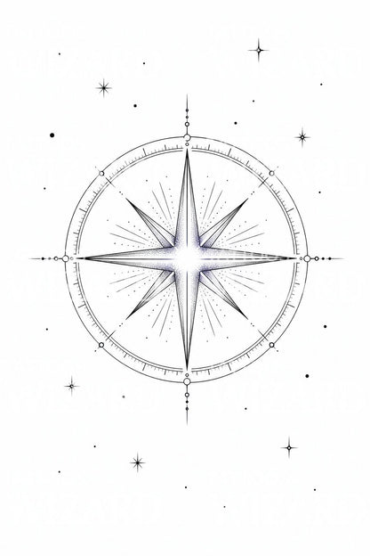 North Star Compass Tattoo Design