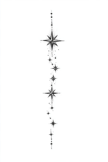 North Star Guide Line Tattoo Idea