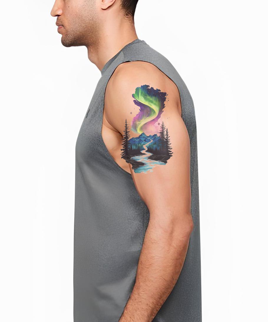 Northern Lights River Tattoo Design