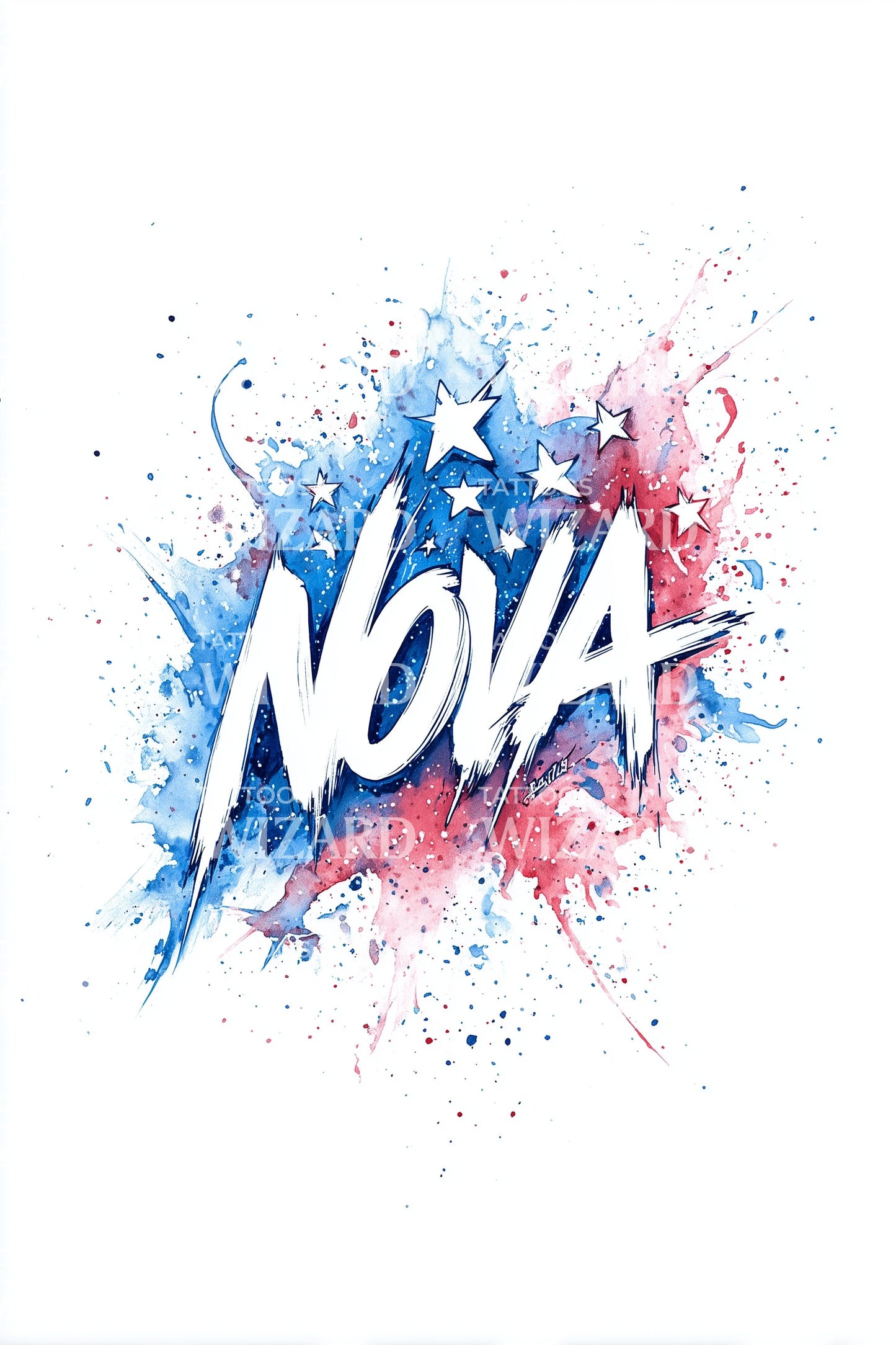 Nova Watercolor Splash Tattoo Design
