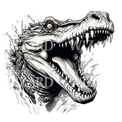 Fierce Crocodile New School Tattoo Design