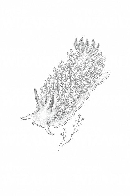 Nudibranch Sea Slug Fine Line Tattoo Idea