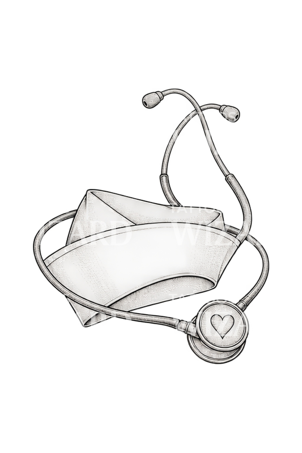 Nurse Cap and Stethoscope Tattoo Illustration