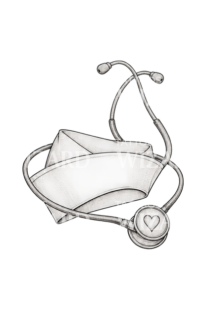 Nurse Cap and Stethoscope Tattoo Illustration