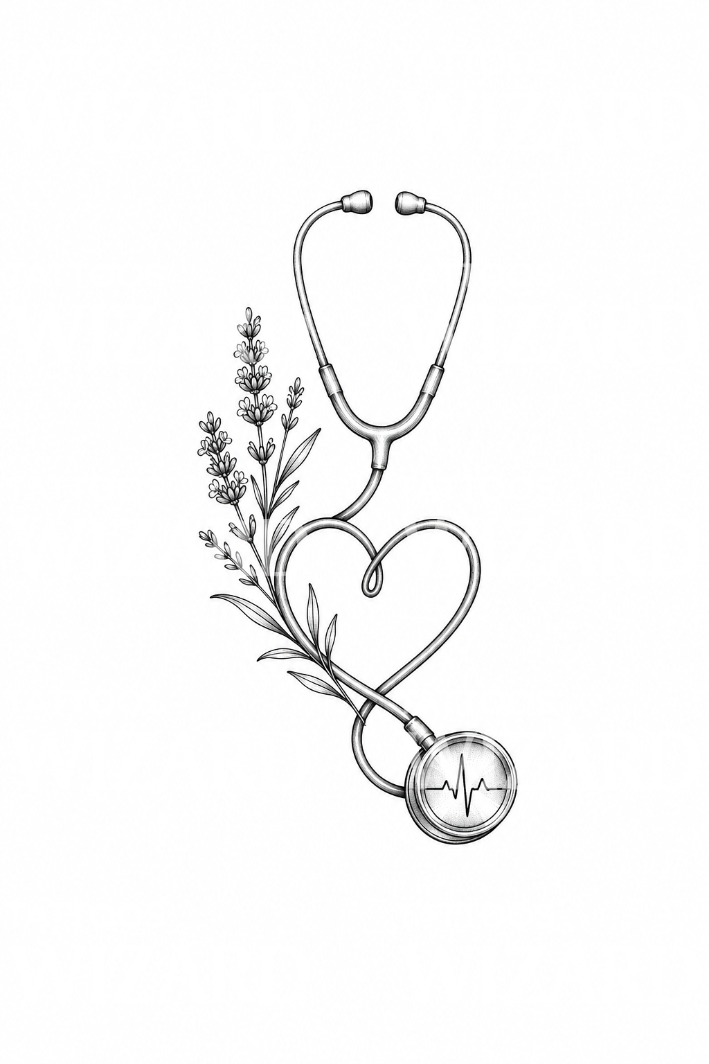 Nurse Stethoscope Heart Fine Line Tattoo – Tattoos Wizard Designs