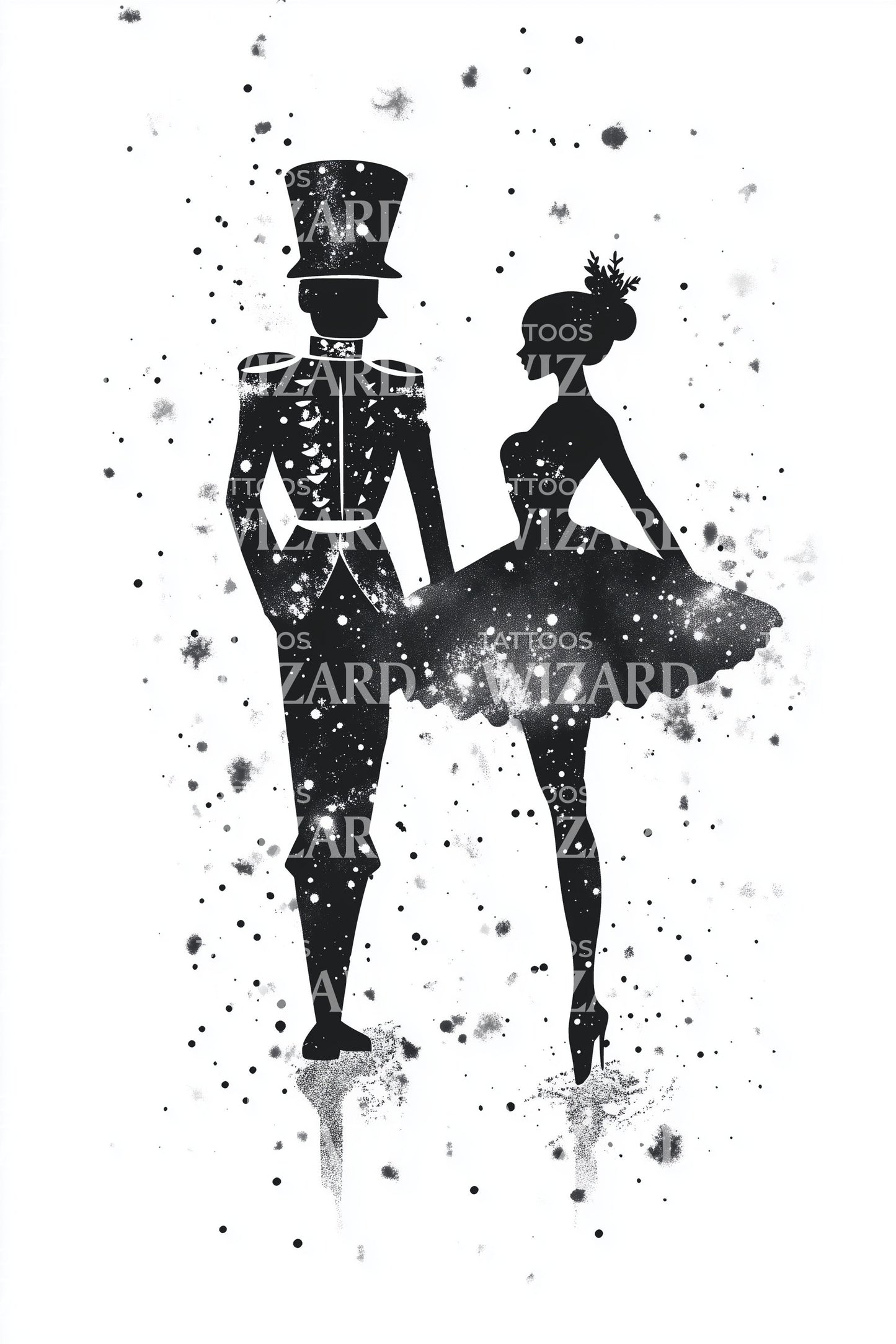 Nutcracker Silhouette Dance Tattoo Illustration