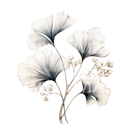 Ginkgo Biloba Tree Leaves Tattoo Design