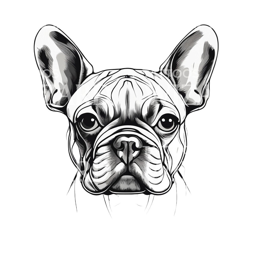 French BullDog Dog Tattoo Design