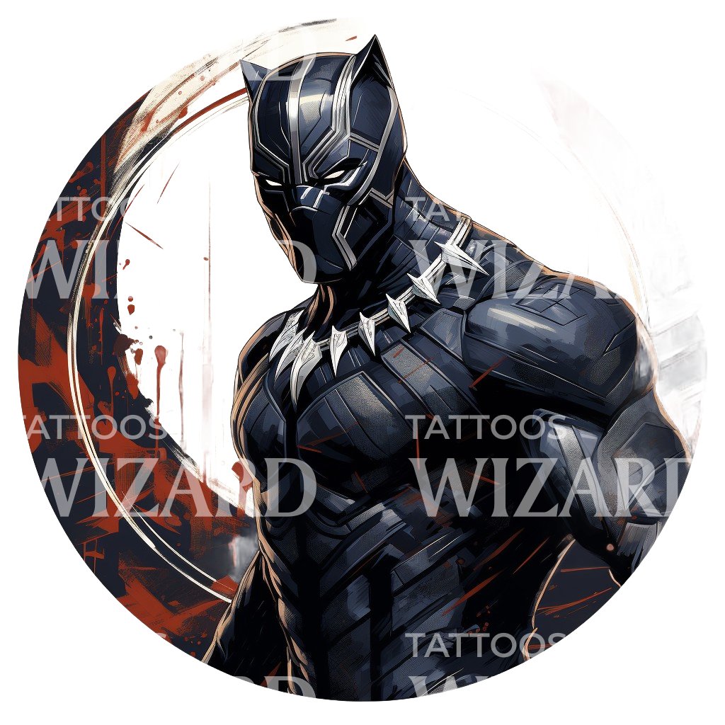 BlackPanther Marvel inspiriertes Tattoo-Design