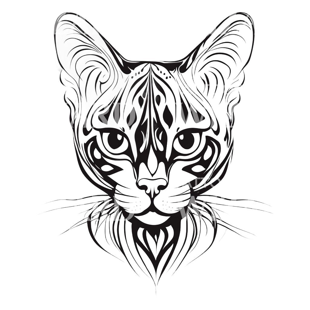 Bengal Cat Head Tattoo Design