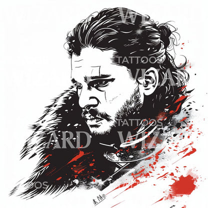 Minimalist Jon Snow Portrait Tattoo Design