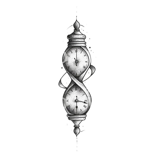Infinite Time Clocks Tattoo Design