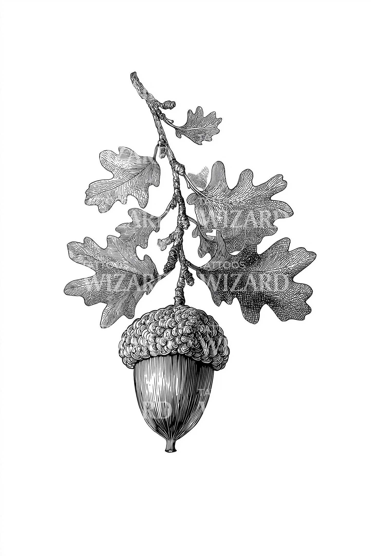 Oak Branch and Acorn Tattoo Design