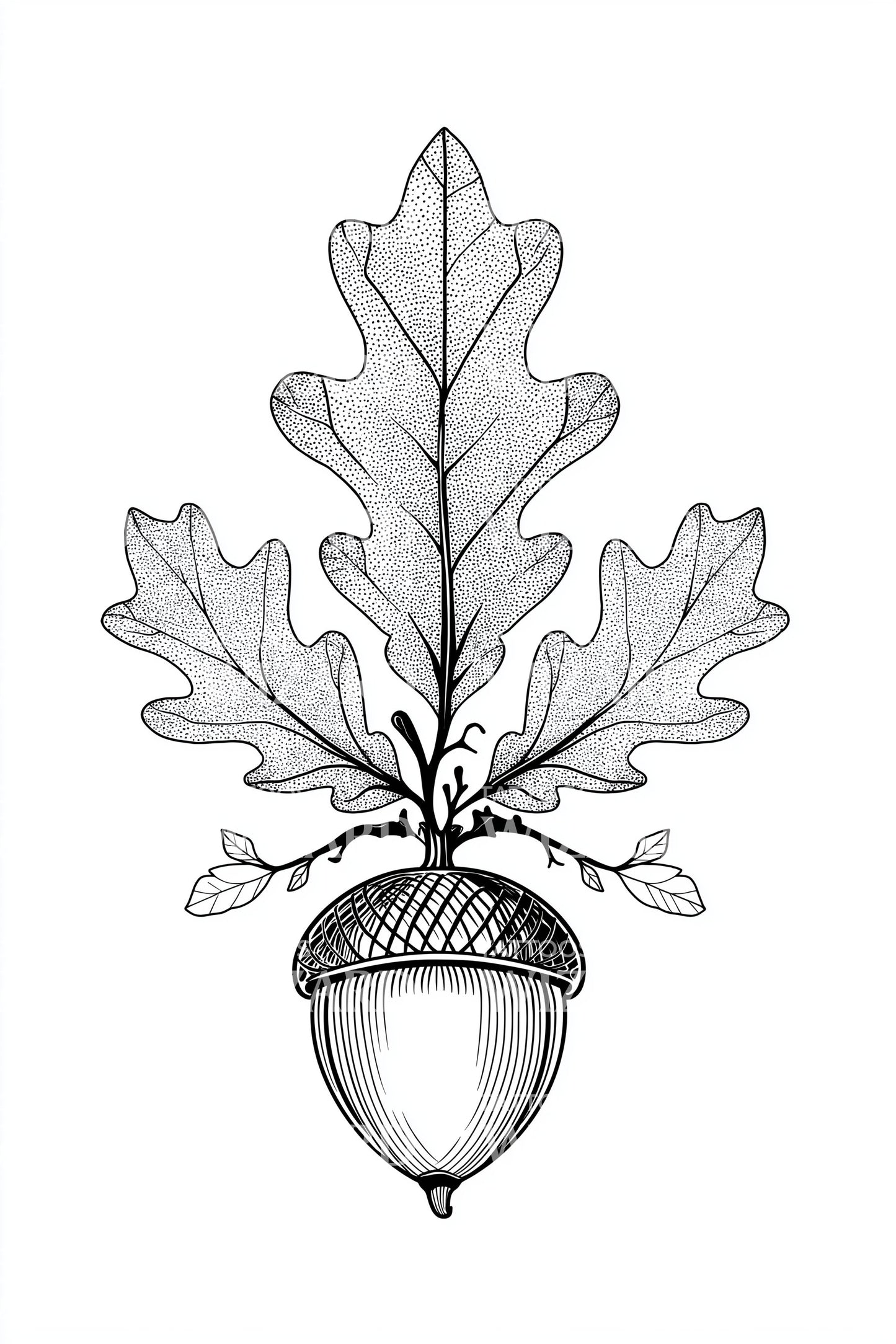 Oak Leaves and Acorn Tattoo Design