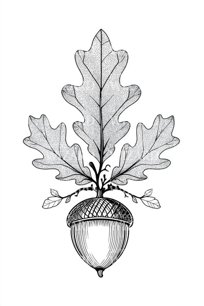 Oak Leaves and Acorn Tattoo Design