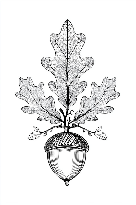 Oak Leaves and Acorn Tattoo Design