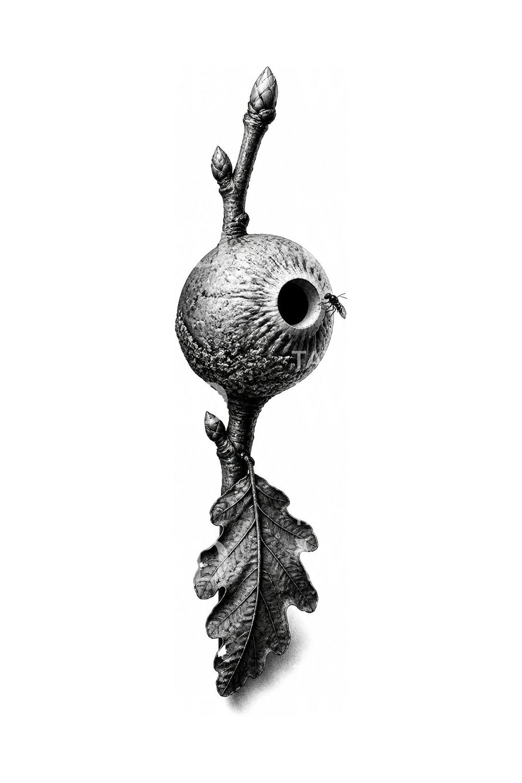 Tatueringsdesign med ekgall och gallstekel