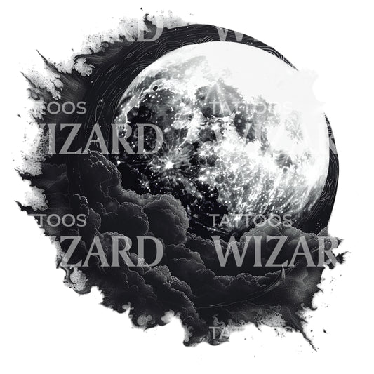 Detailed Dark Moon Tattoo Design