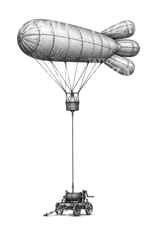 Observation Kite Balloon Tattoo Design
