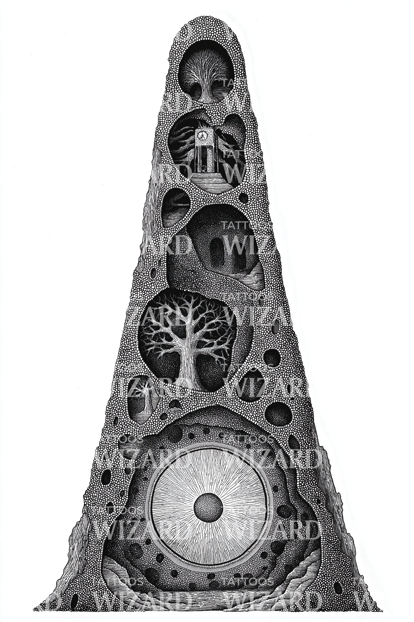 Obsidian Totem Stone Tattoo Design