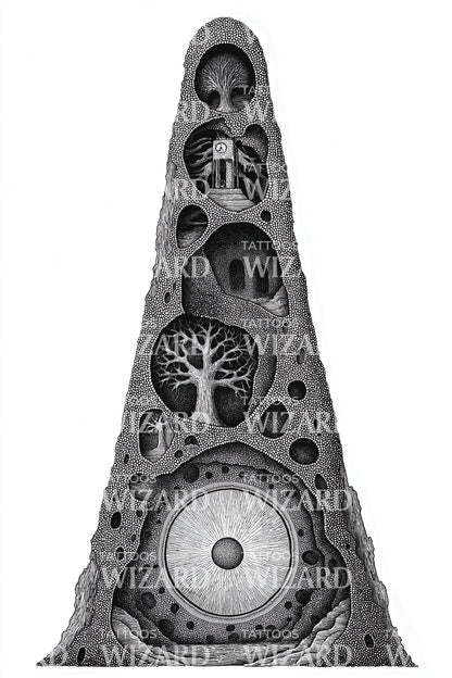 Obsidian Totem Stone Tattoo Design