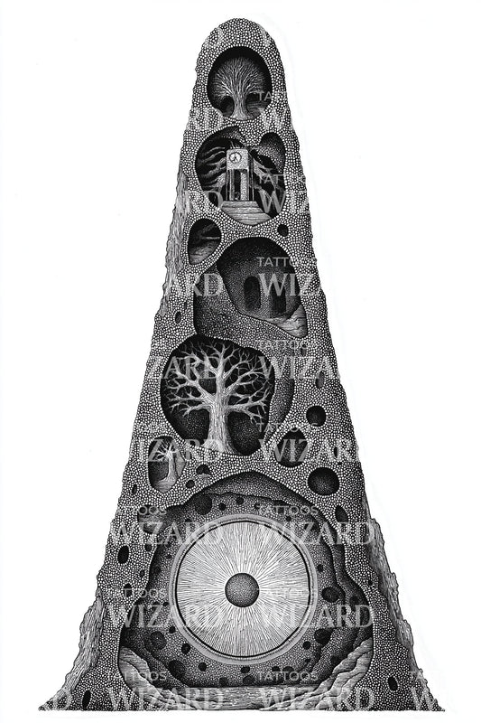 Obsidian Totem Stone Tattoo Design