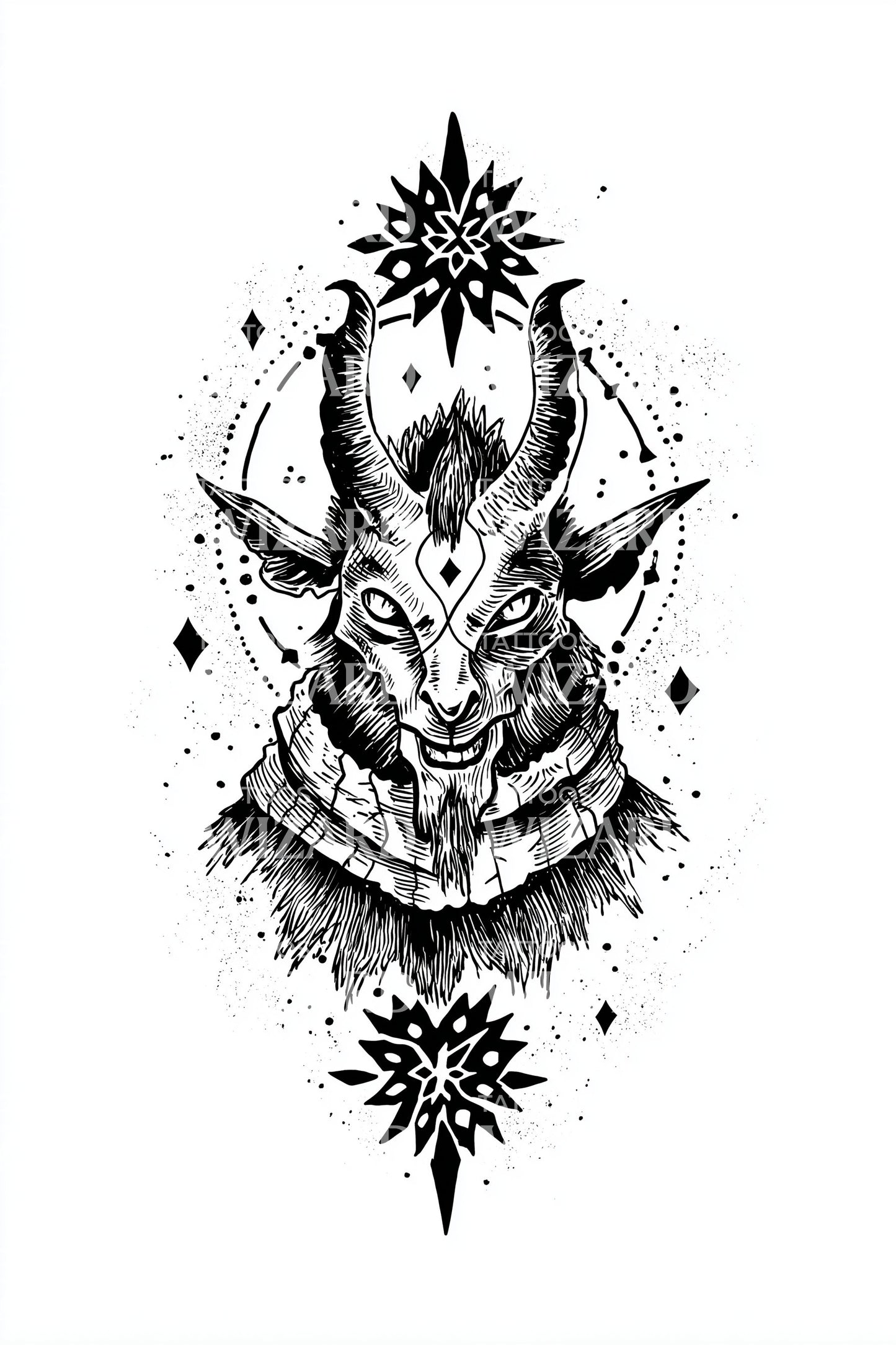 Occult Krampus Sigil Tattoo Design