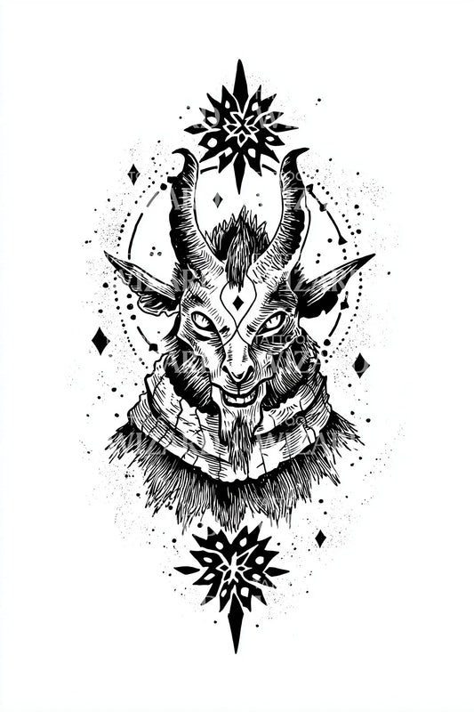 Occult Krampus Sigil Tattoo Design