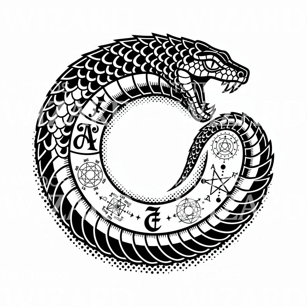 Occult Ouroboros Snake Tattoo Design