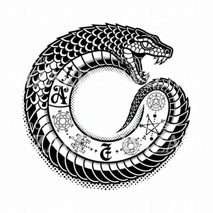 Occult Ouroboros Snake Tattoo Design