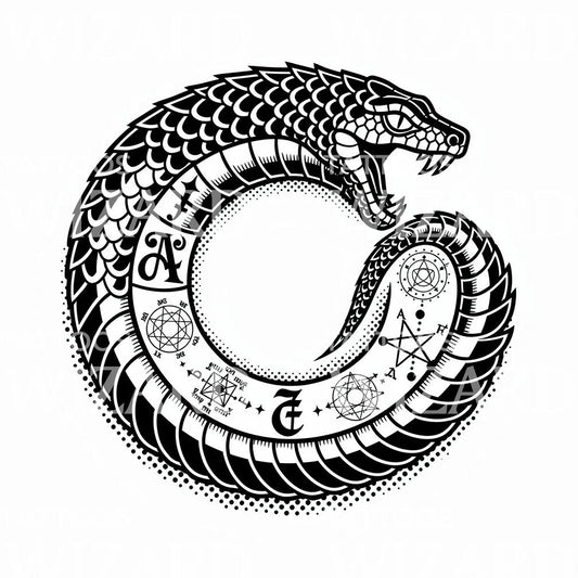 Occult Ouroboros Snake Tattoo Design