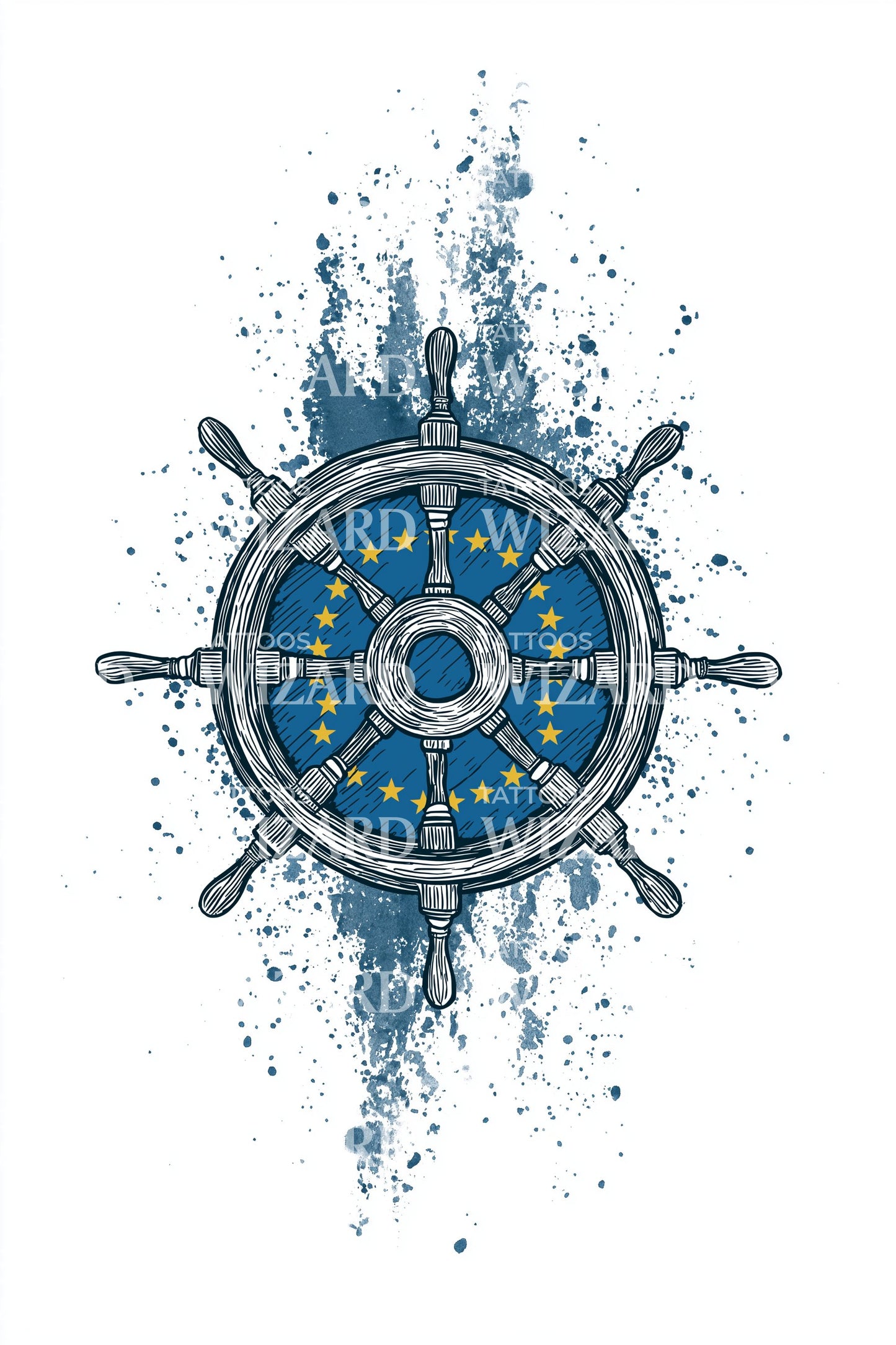 Ilustração de Tatuagem de Borrifo de Timão do Oceano