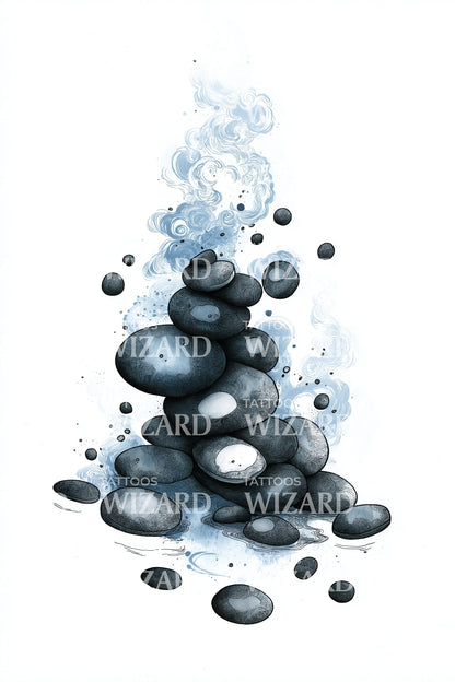 Ocean Pebble Serenity Tattoo Design