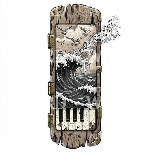 Ocean Piano Portal Tattoo Design