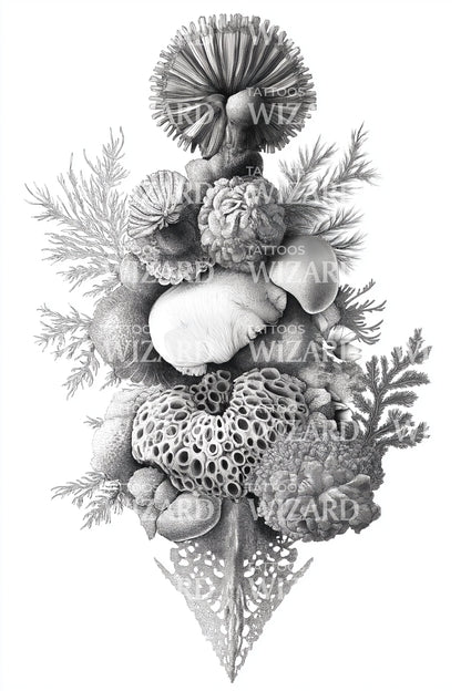 Ocean Reef Bouquet Tattoo Design