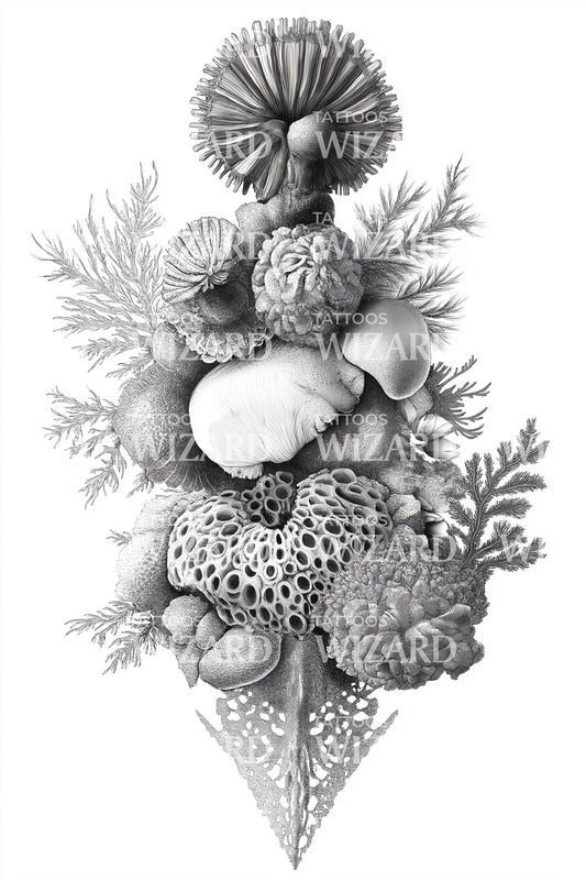 Ocean Reef Bouquet Tattoo Design