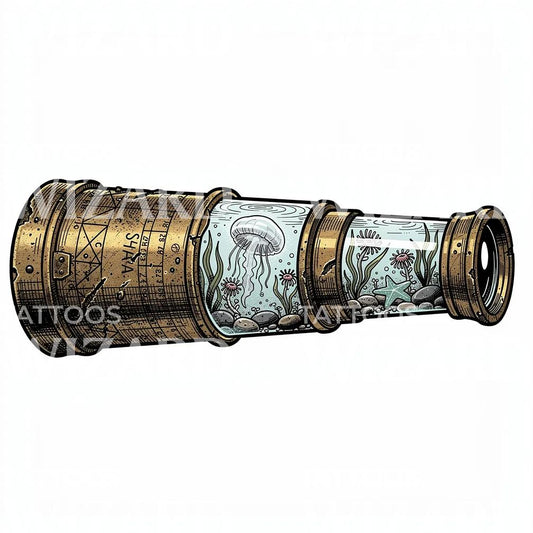 Ocean Spyglass Tattoo Illustration