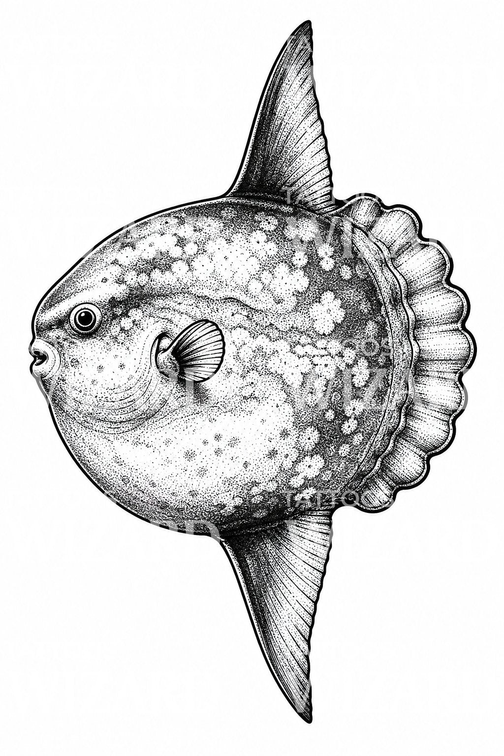 Havklump Mola Mola tatoveringsdesign