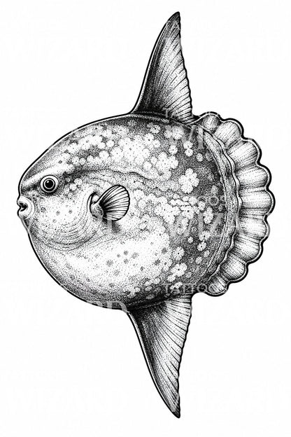 Havklump Mola Mola tatoveringsdesign