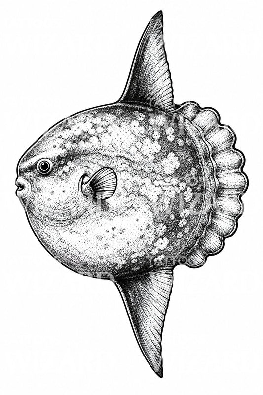 Havklump Mola Mola tatoveringsdesign