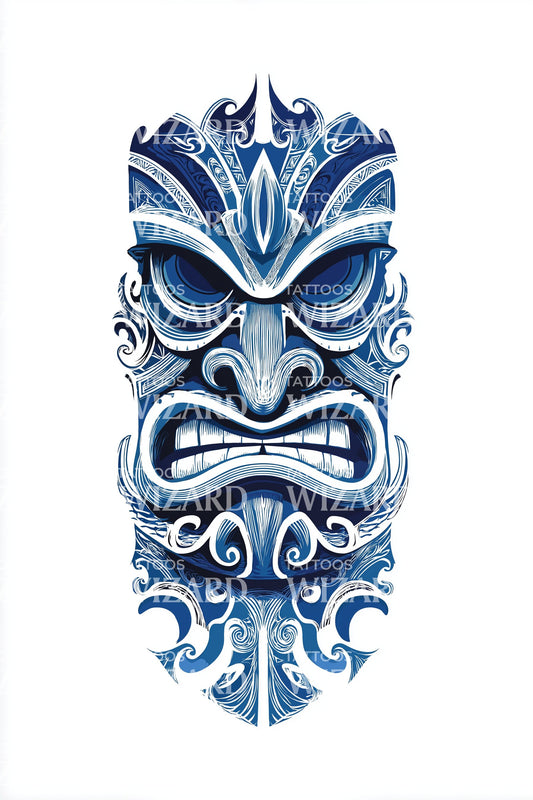 Tetovací motiv ornamentu oceánského tiki