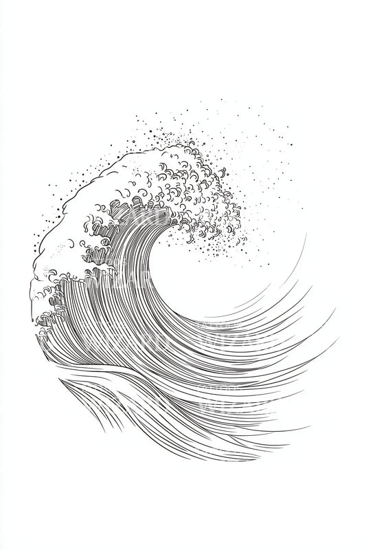 Design Tatuaggio Cresta Onda Oceanica