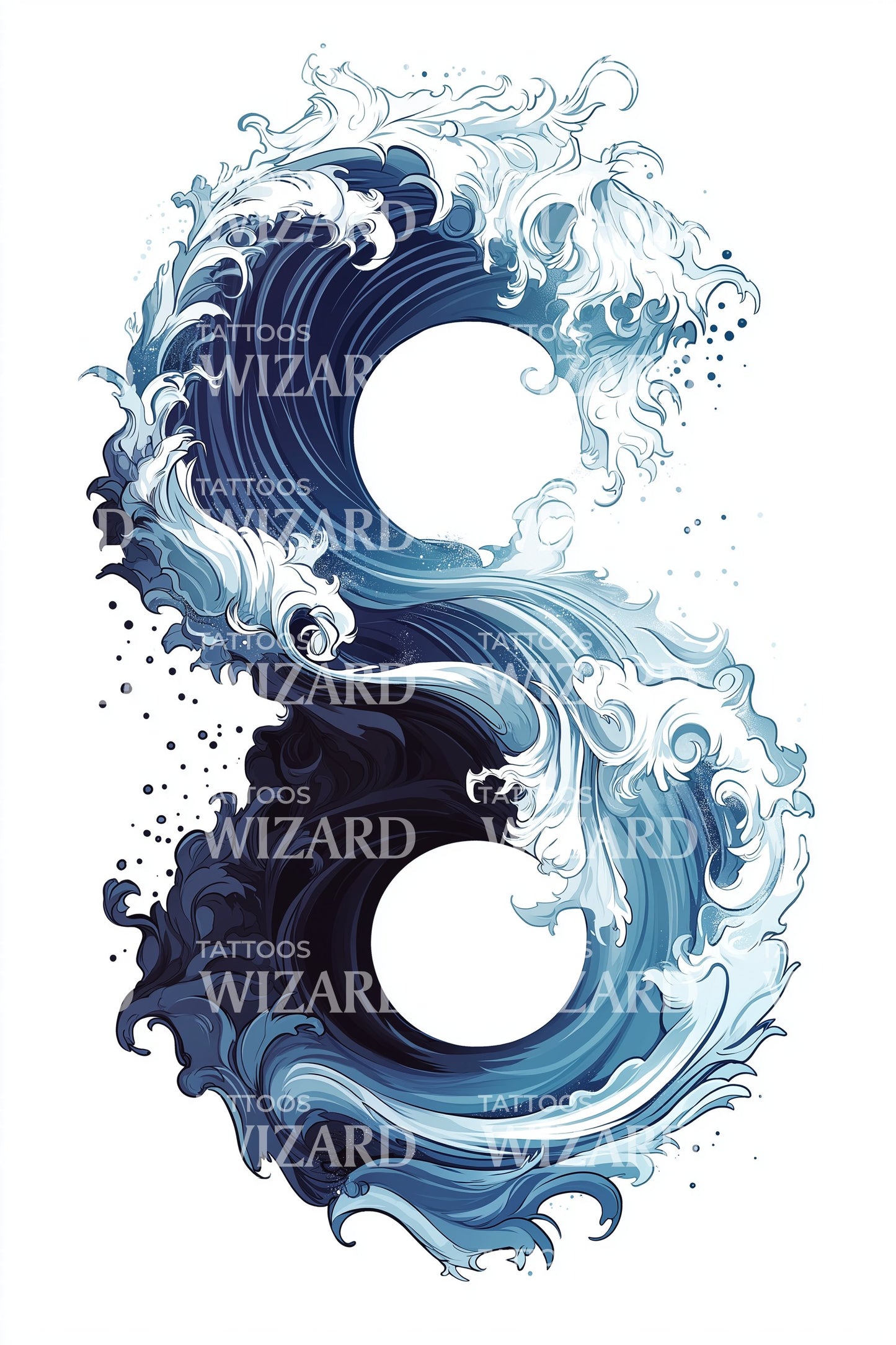 Ocean Yin Yang Splash Tatoveringsdesign