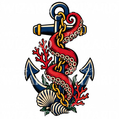 Desain Tato Gurita dan Jangkar