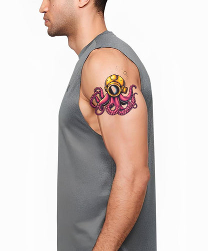 Diver Octopus Tattoo Design