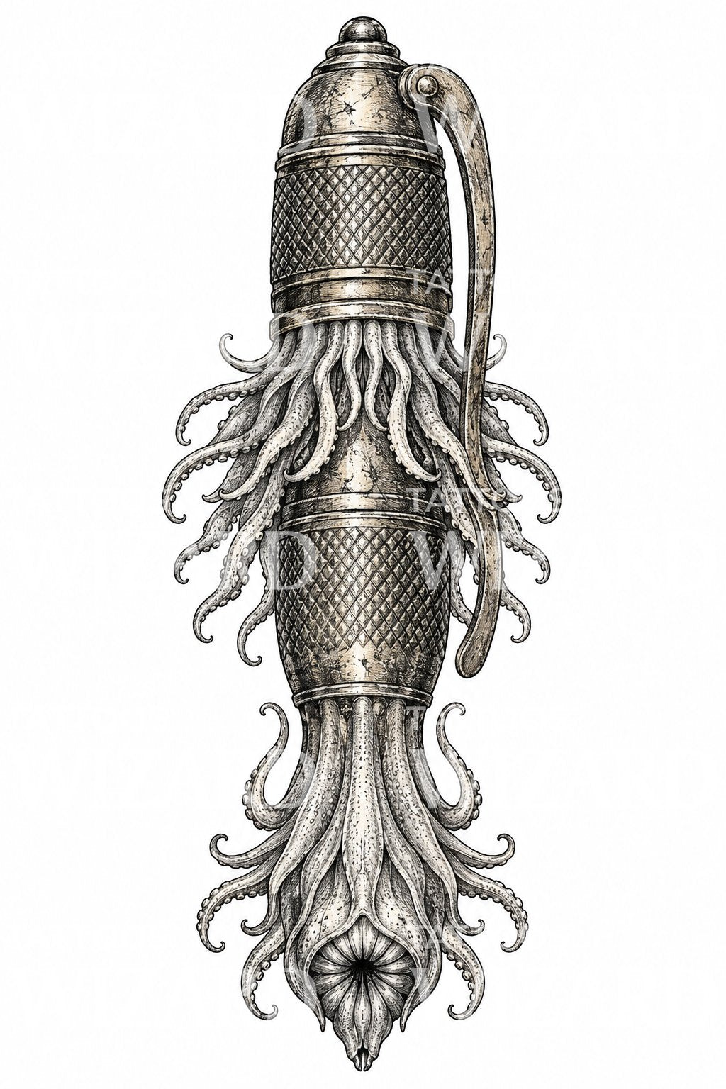 Tattoo-Illustration einer Krakenreliquie