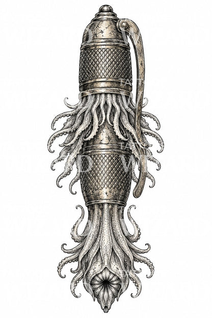 Tattoo-Illustration einer Krakenreliquie