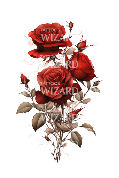 Offering Red Roses Tattoo Design