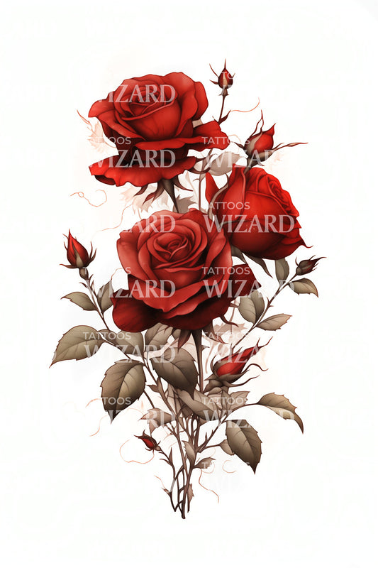 Offering Red Roses Tattoo Design