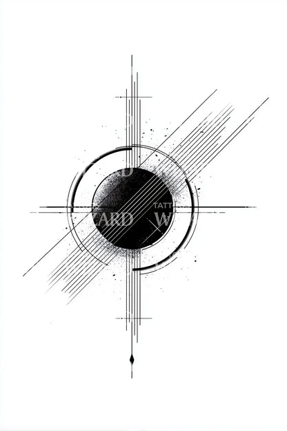 Offset Eclipse Lines Tattoo Design
